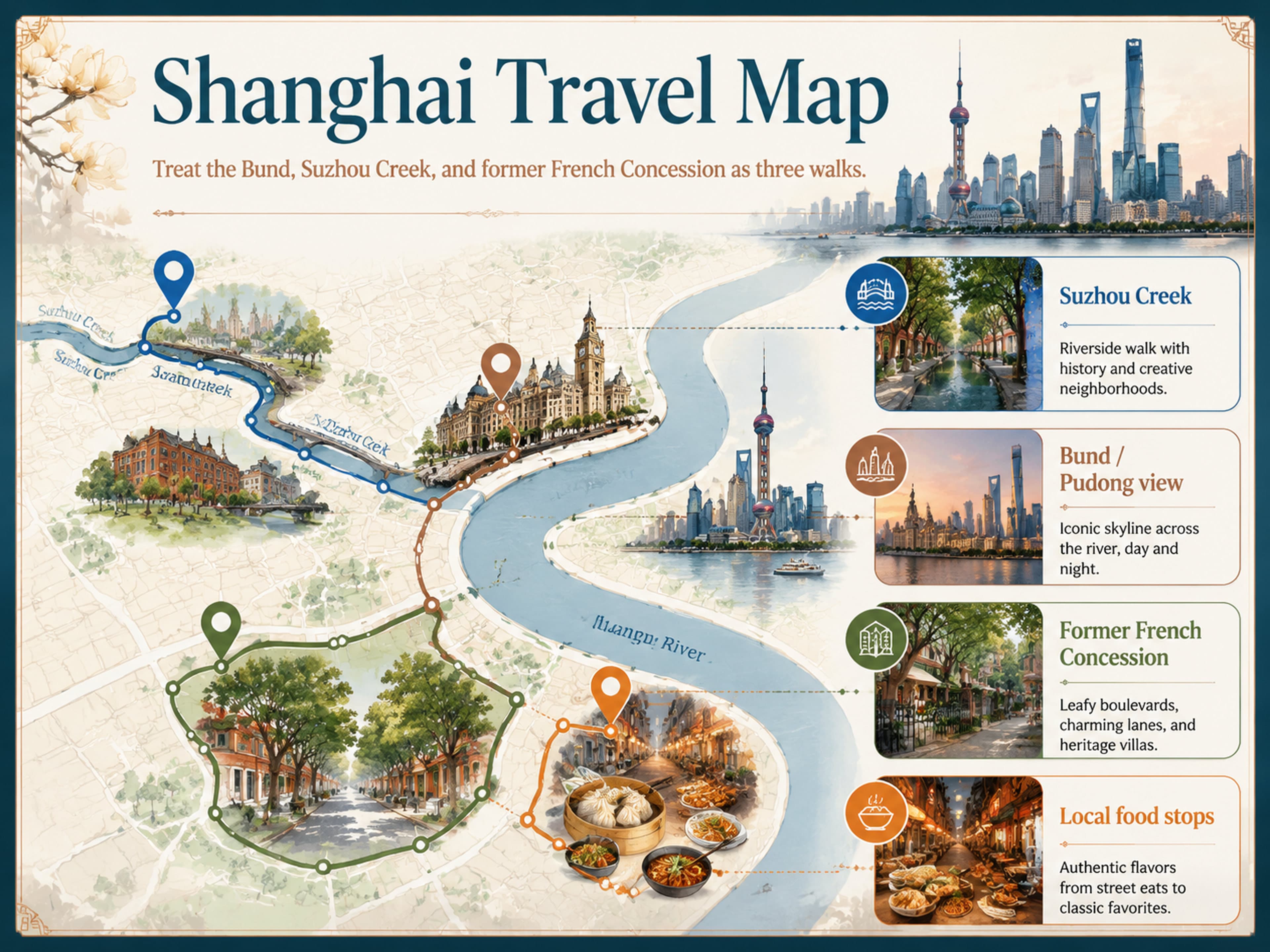 Shanghai travel area relationship map in English