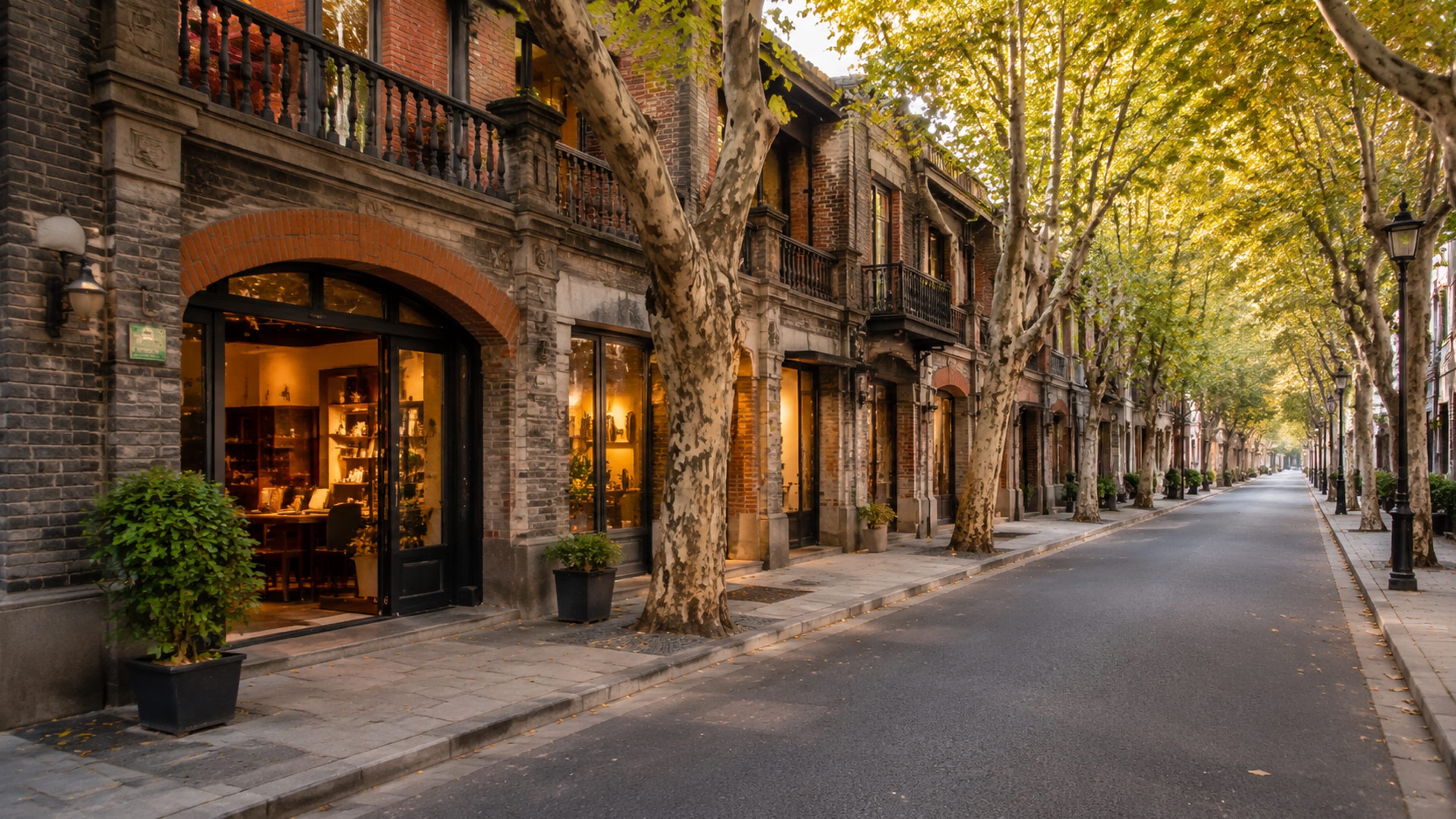 Shanghai lane neighborhood in afternoon light