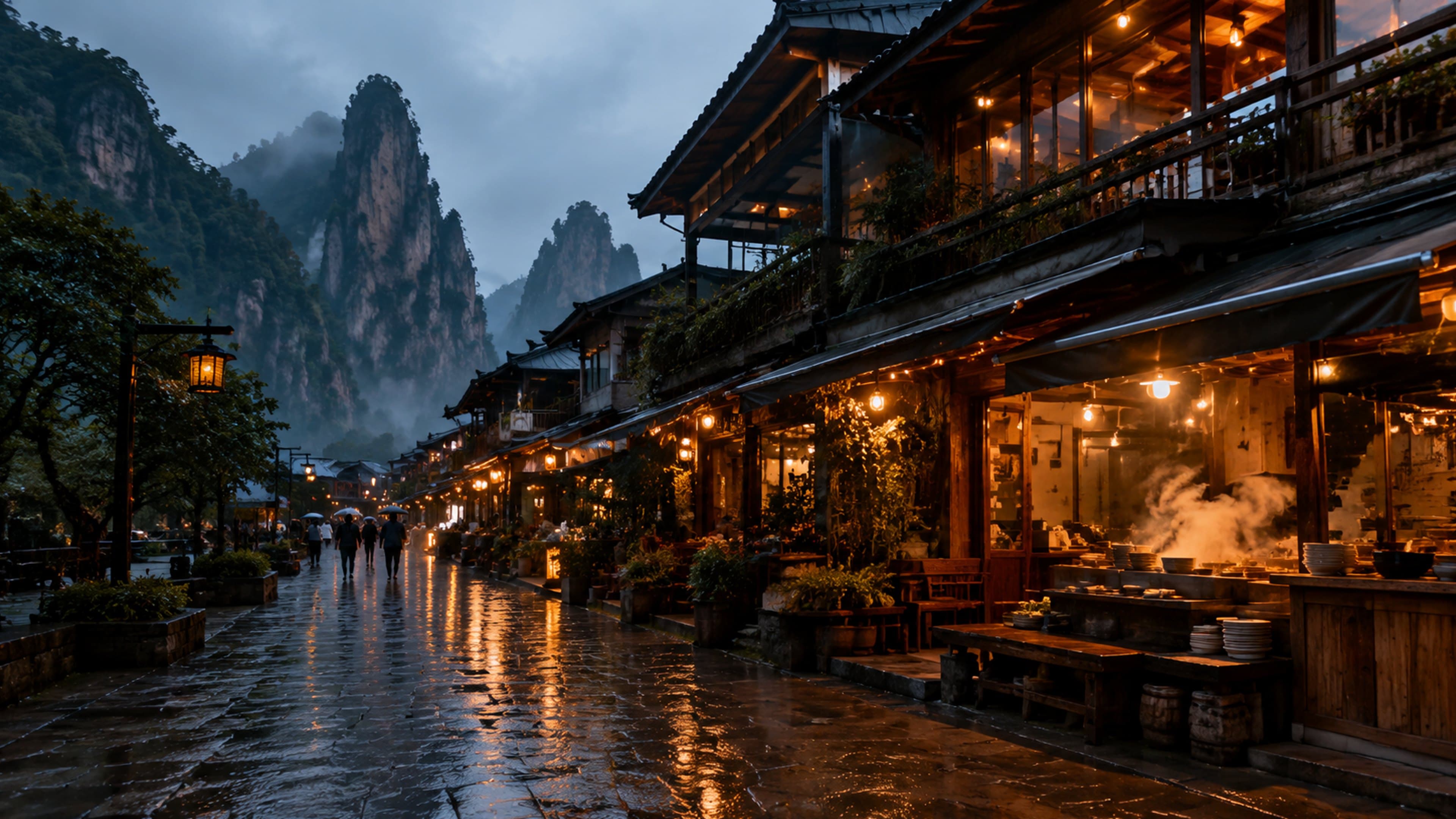 Zhangjiajie city evening street