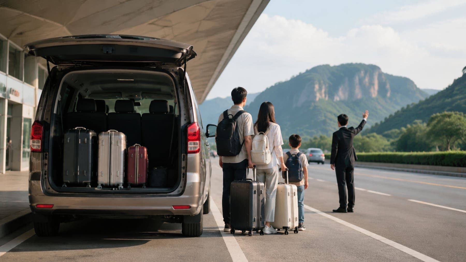 Private van transfer with luggage during a Zhangjiajie itinerary