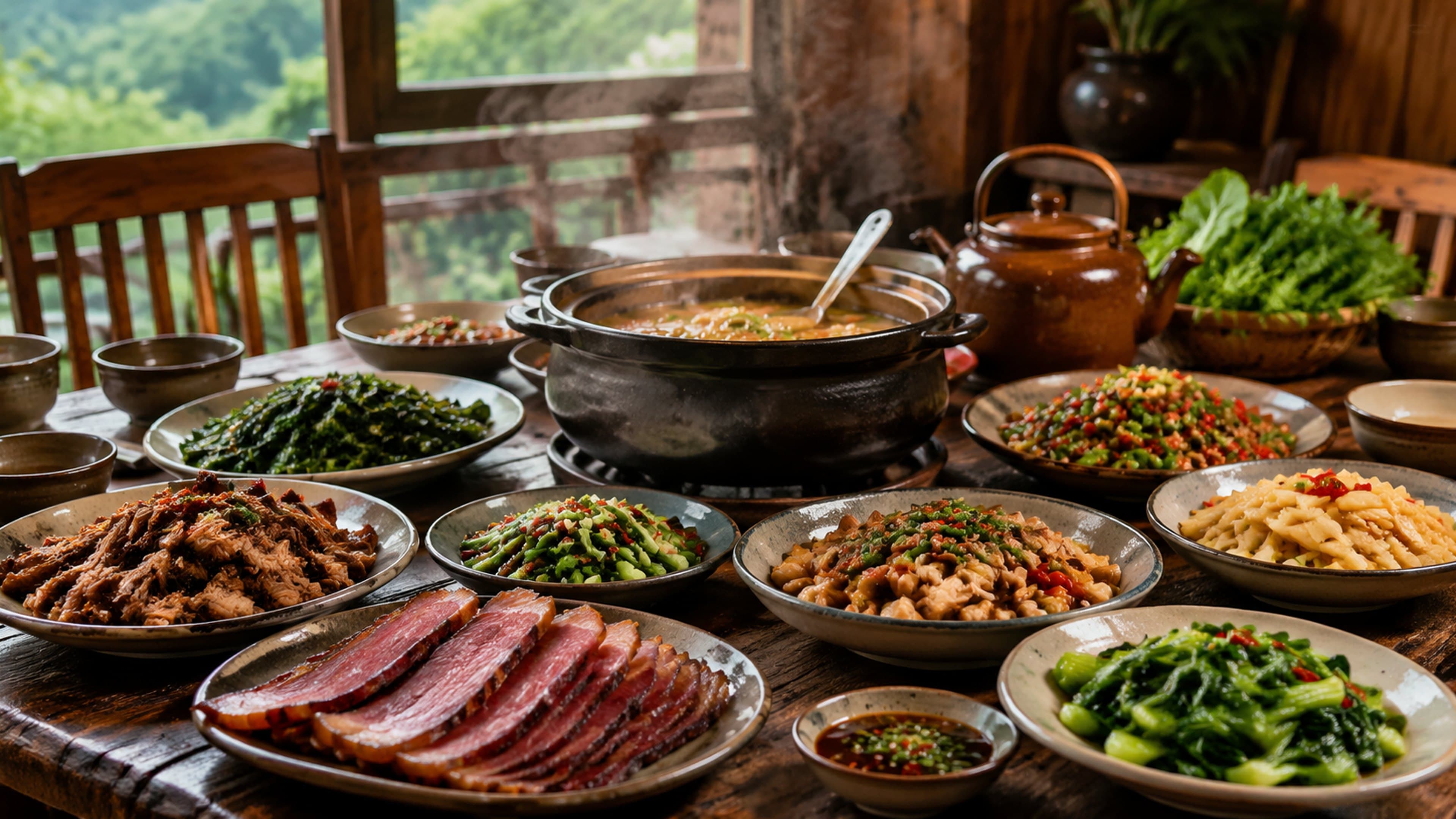 Local dinner table before the next route