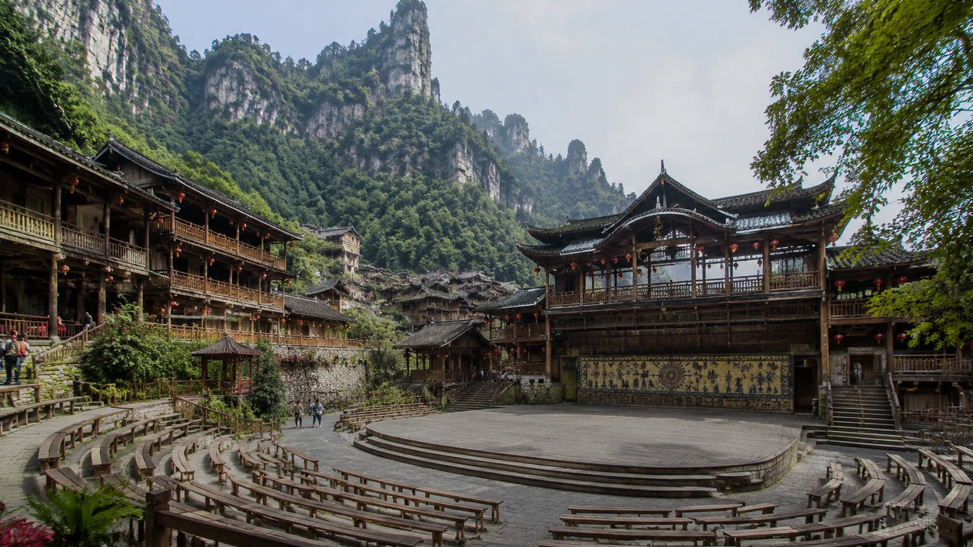 Western Hunan Tujia folk courtyard with wooden architecture