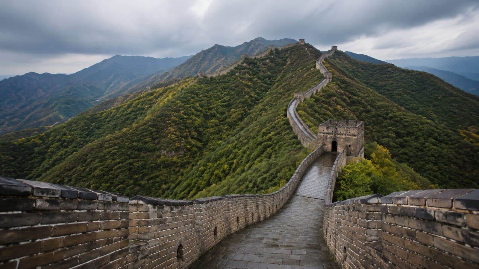 The Great Wall winding over mountain ridges near Beijing