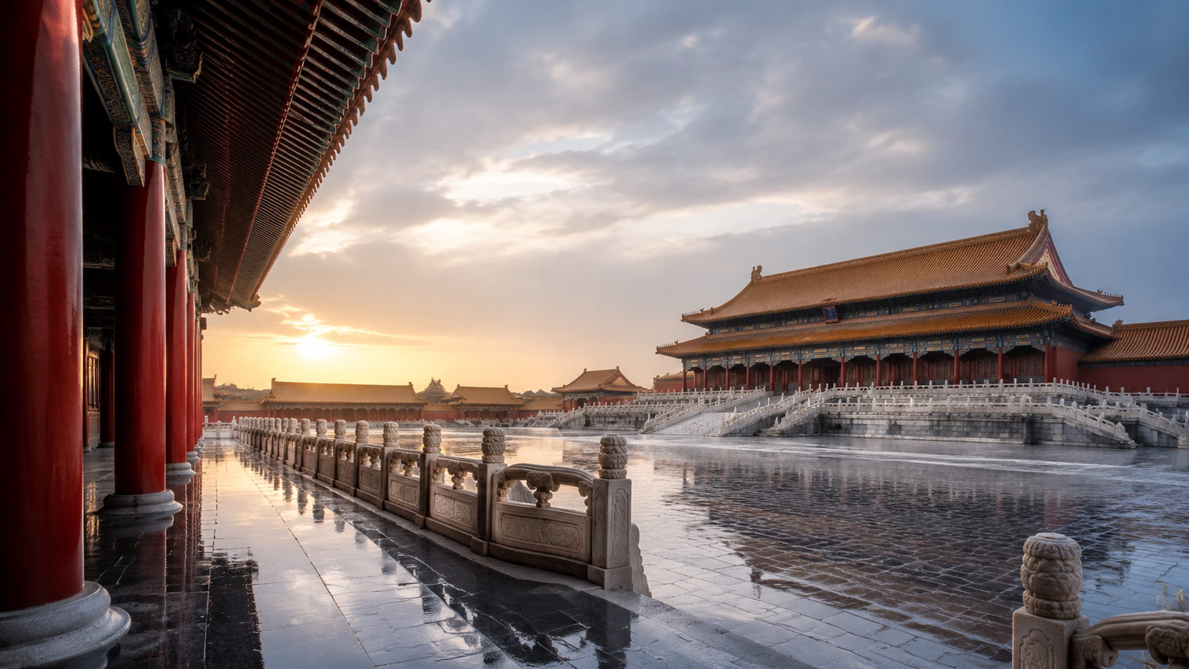 Forbidden City courtyards in soft morning light