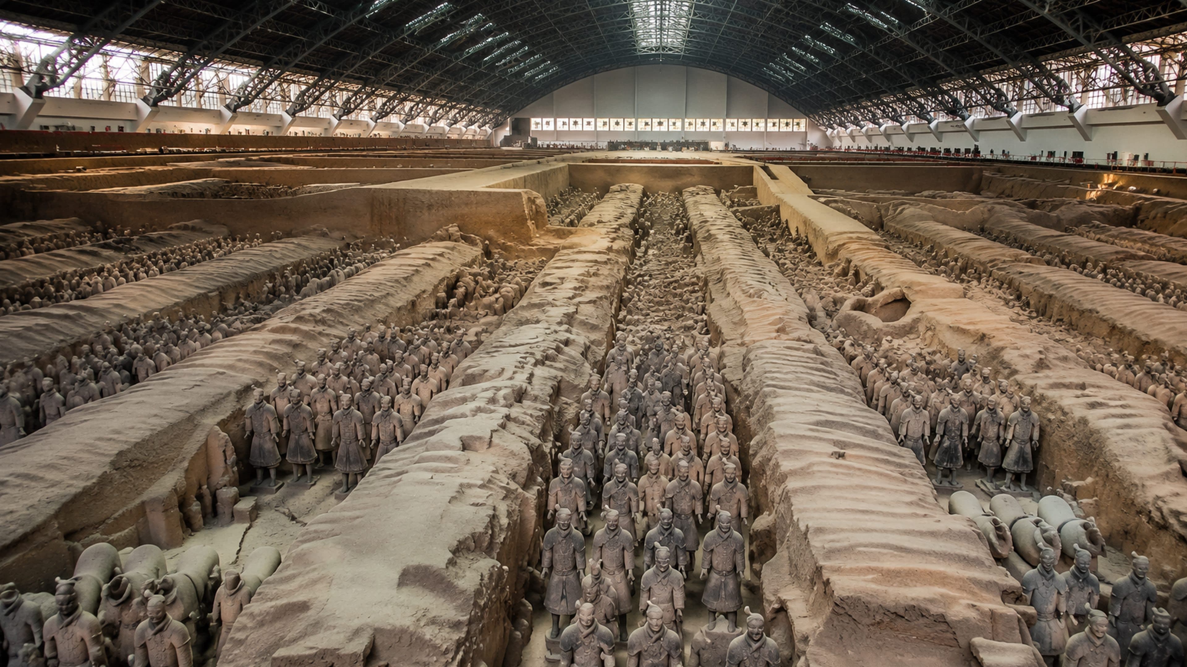 Terracotta Warriors museum pit with restored figures