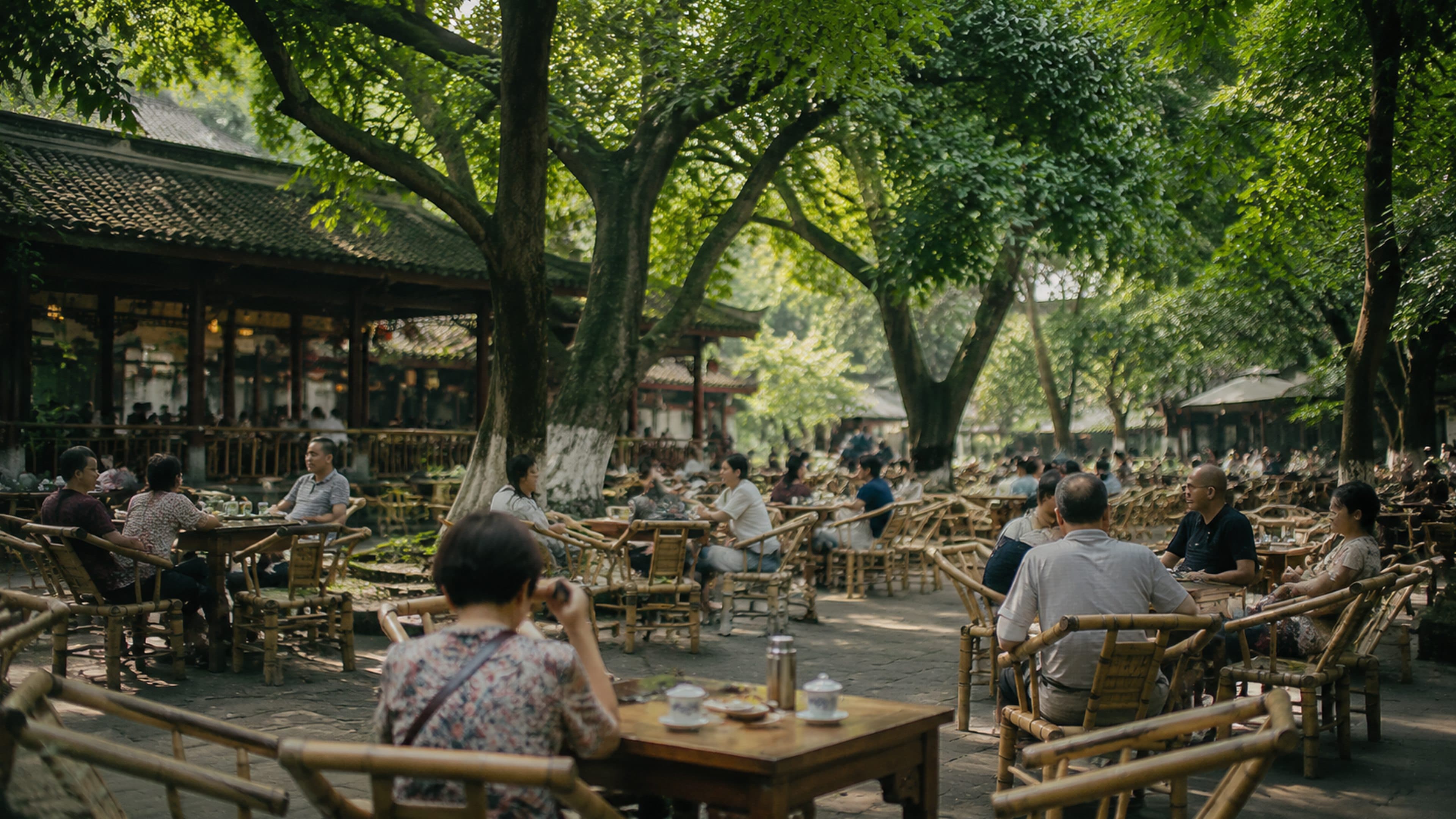 Chengdu teahouse atmosphere from the Southwest Loop route