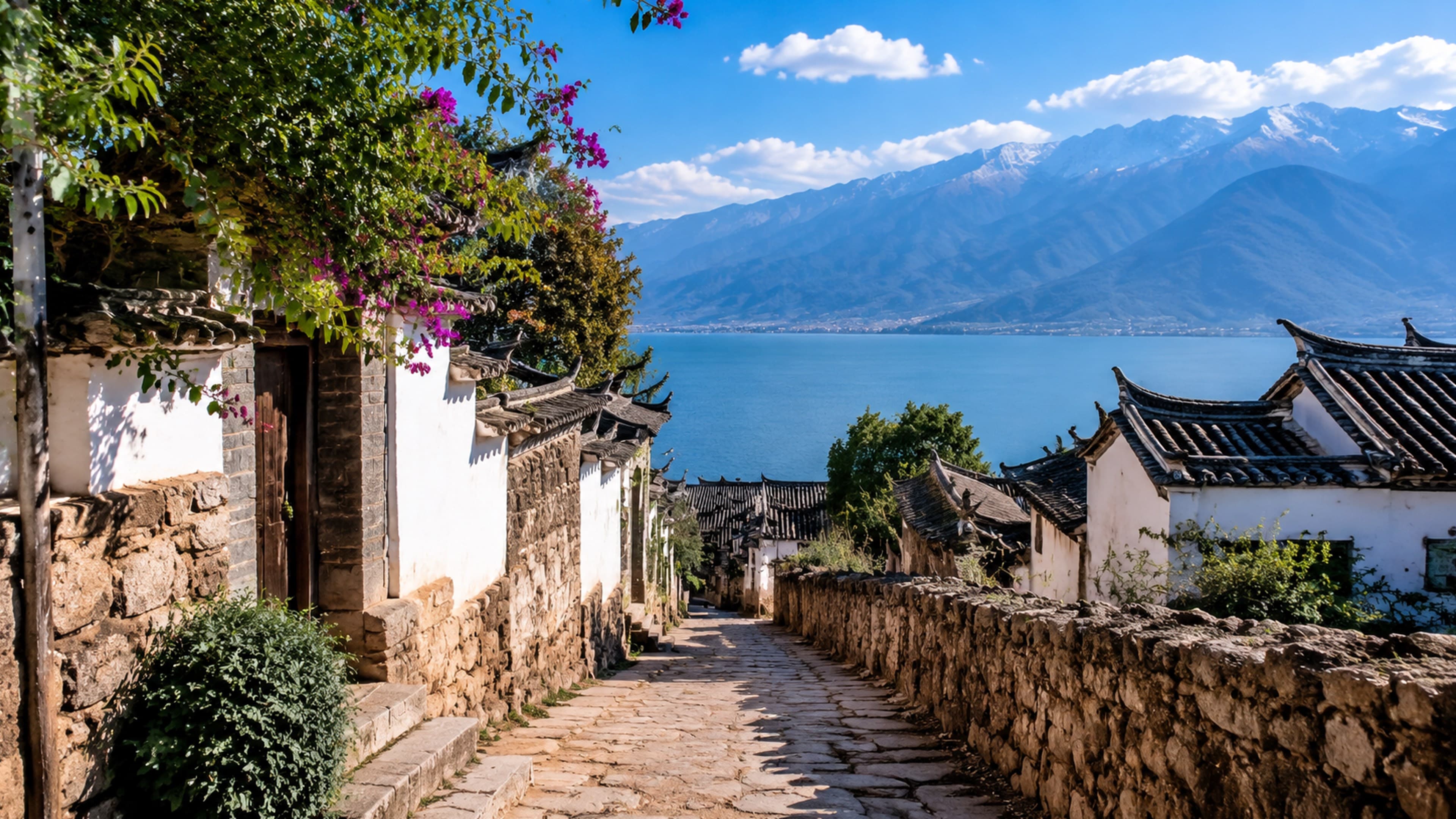 Dali lakeside village beneath the Cangshan mountains